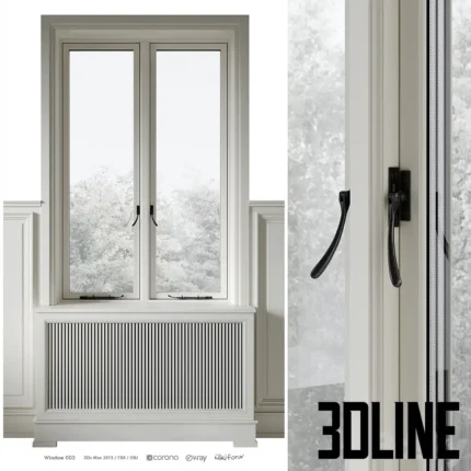 Classic window with radiator screen 003(3dline.net)
