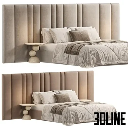 Dire bed with wide headboard(3dline.net)