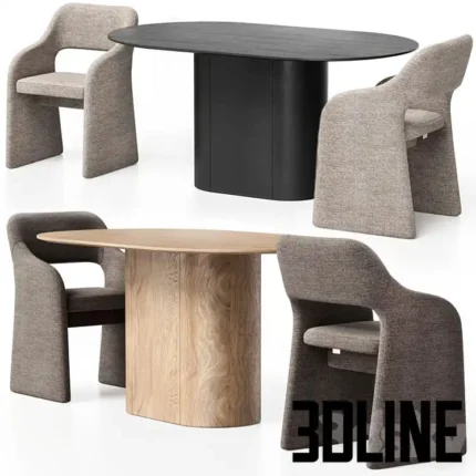 E chair and dining table Type from Ellip(3dline.net)