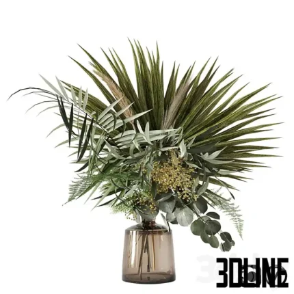 Green bouquet 40 palms olive grass eucalyptus 41(3dline.net)