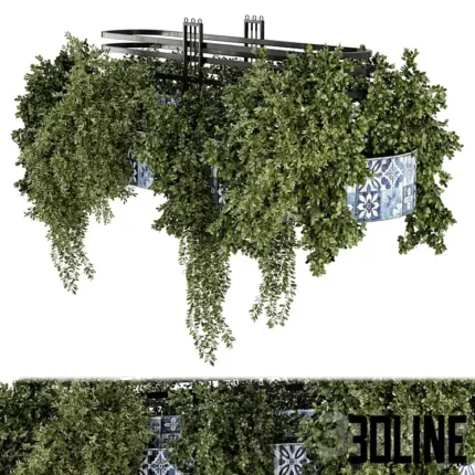 Hanging Plants in Handmade Tile Base(3dline.net)