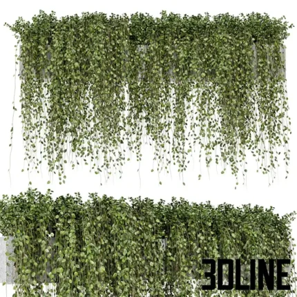 Hanging Plants in rusty Concrete Pot Set 509(3dline.net)