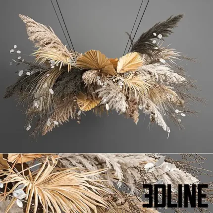 Hanging installation bouquet of dried flowers 189(3dline.net)