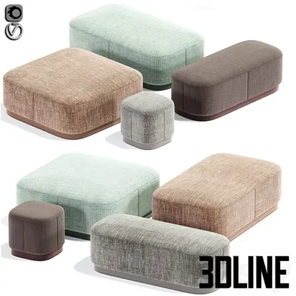 Modern Pouf Set 02 Fabric(3dline.net)