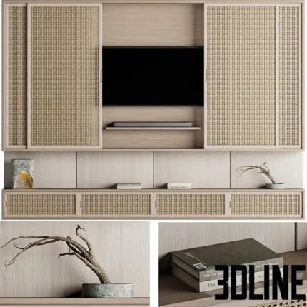 Rattan TV Wall 01(3dline.net)