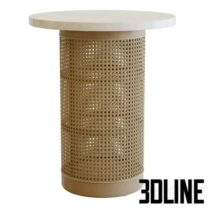 Veet Travertine Cne End Table(3dline.net)