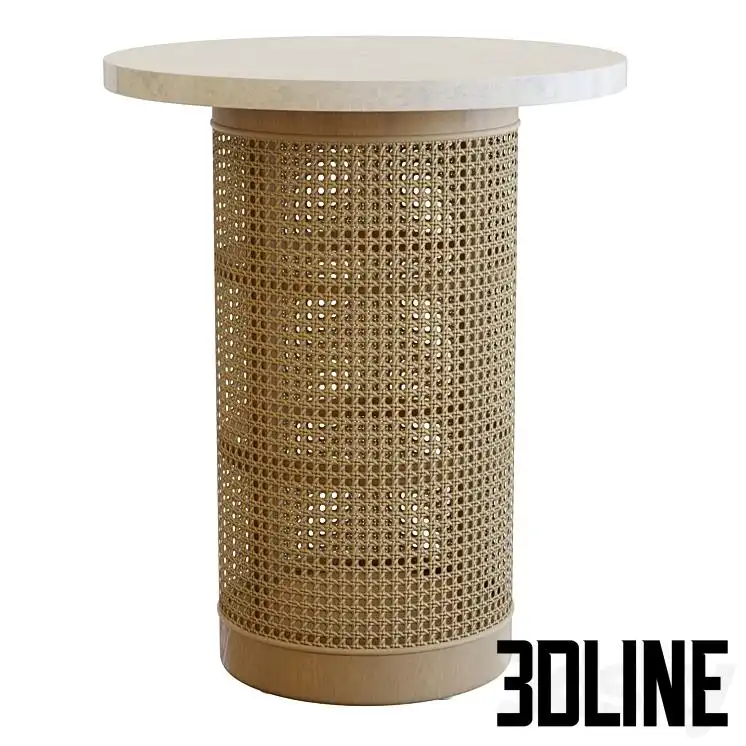 Veet Travertine Cne End Table(3dline.net)