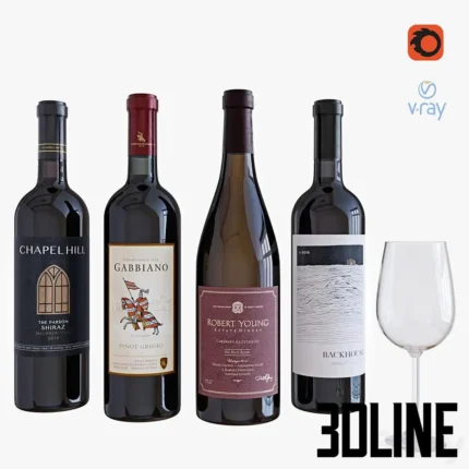 wine bottle set 6 (3dline.net)