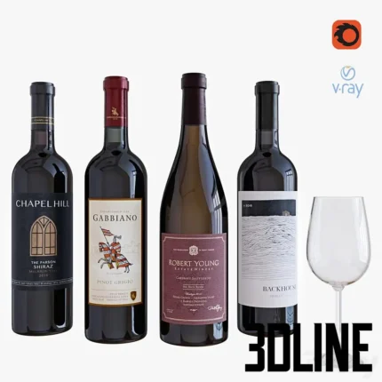 wine bottle set 6(3dline.net)
